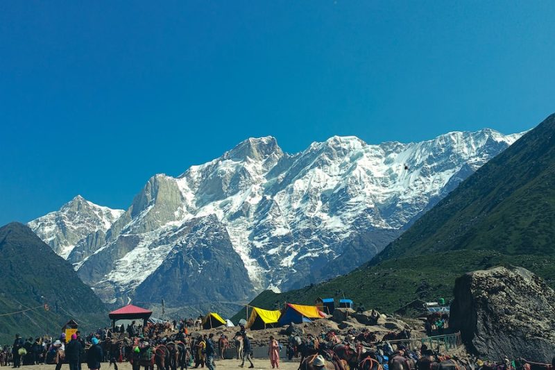 a group of people on a mountain